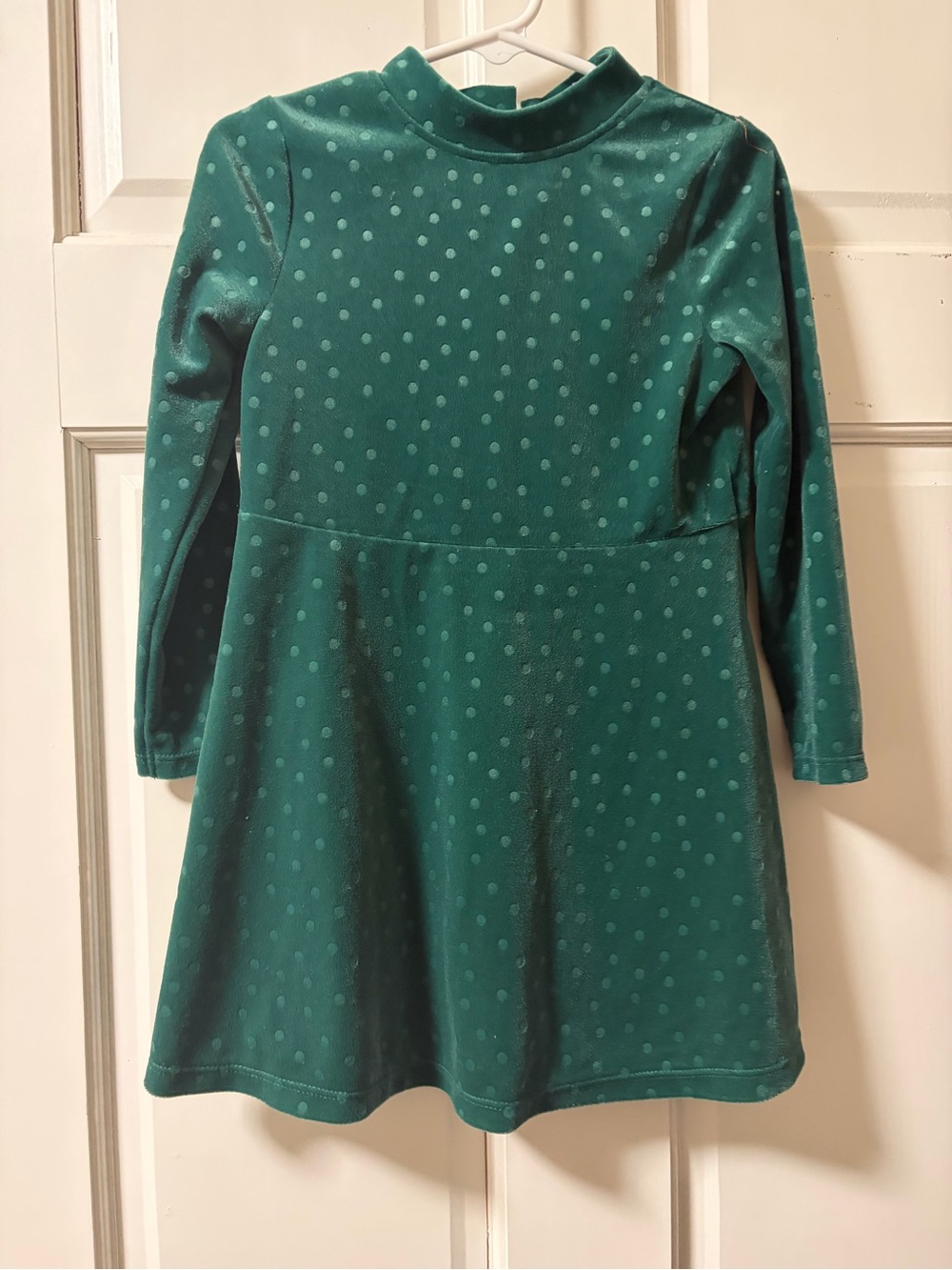 Cat & Jack Teal Green Velvet Polka Dot Dress